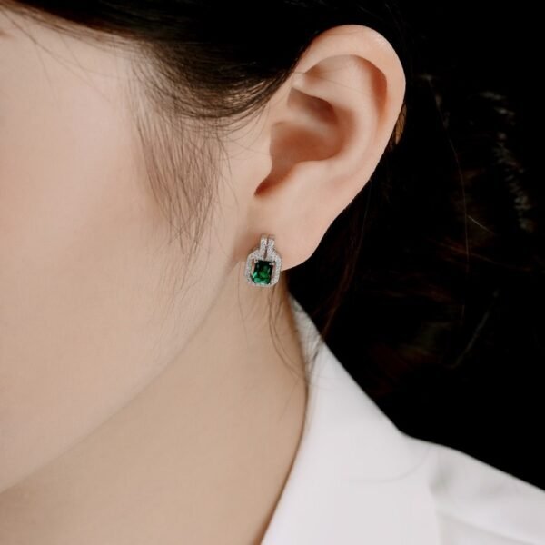 Vintage Rectangle Luxury Jewelry S925 Silver Stud Earring