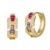 Wide Hollow Rainbow Cubic Zirconia Hoop Earrings
