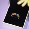 Rectangular Shaped Cubic Zirconia Rainbow Ring
