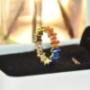 Rectangular Shaped cubic zirconia Rainbow Ring in gold plated