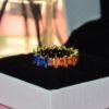Rectangular Shaped cubic zirconia Rainbow Ring in gold plated