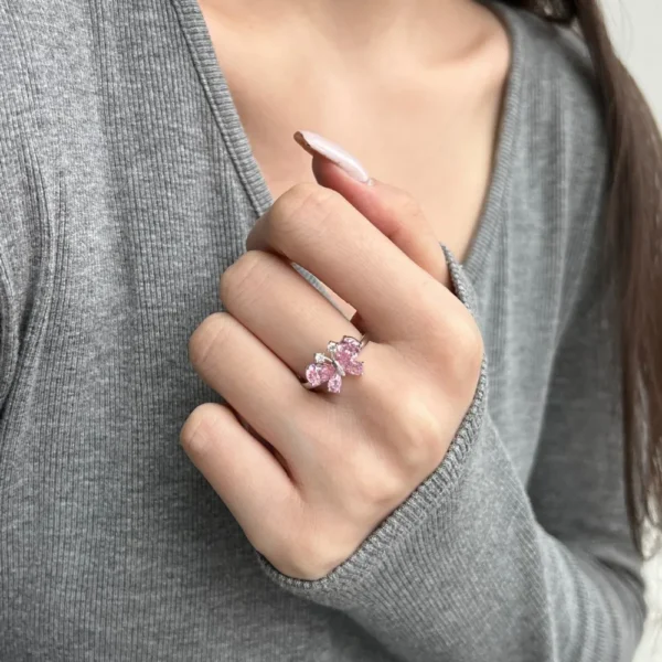 Pink Butterfly Cubic Zirconia Ring