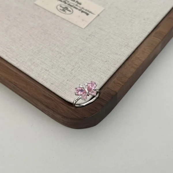 Pink Butterfly Cubic Zirconia Ring