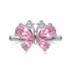 Pink Butterfly Cubic Zirconia Ring