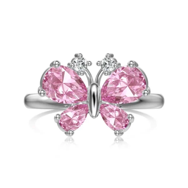 Pink Butterfly Cubic Zirconia Ring