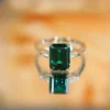 4 CT Emerald Cut Green Moissanite Three Stone Ring 8