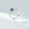 1 CT Oval Blue Moissanite Ring with Halo and Pave Band (4)