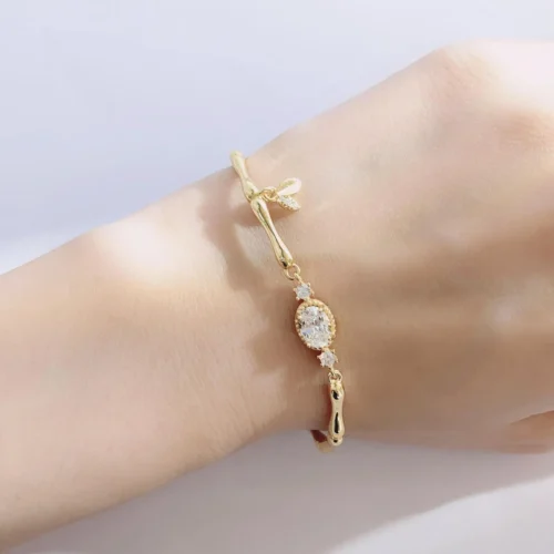 1 Carat Bamboo Oval Moissanite Bracelet