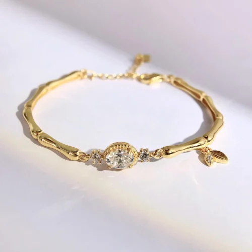 1 Carat Bamboo Oval Moissanite Bracelet
