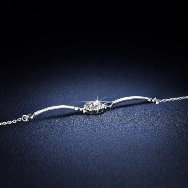 1 Carat Round Halo Moissanite Chain Bracelet