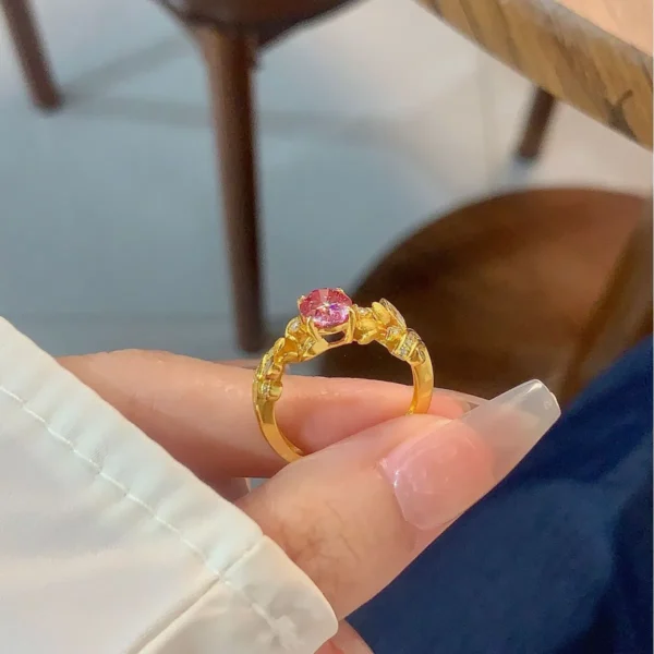 1.5 Carat Oval Vintage Brushed Pink Moissanite Ring