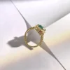 3 CT Halo Band Emerald Cut Green Moissanite Ring (1)