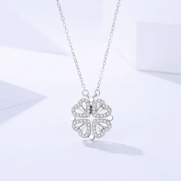 S925 Clover Heart 2-in-1 Cubic Zirconia Necklace