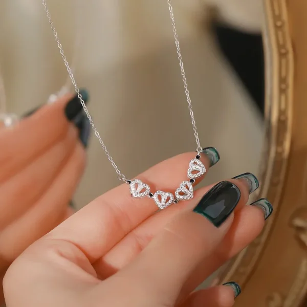 S925 Clover Heart 2-in-1 Cubic Zirconia Necklace