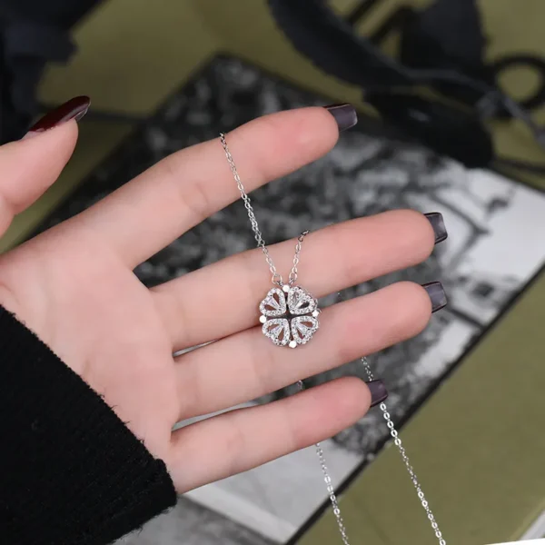 S925 Clover Heart 2-in-1 Cubic Zirconia Necklace