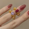 Floral Oval Cut Cubic Zirconia Ring