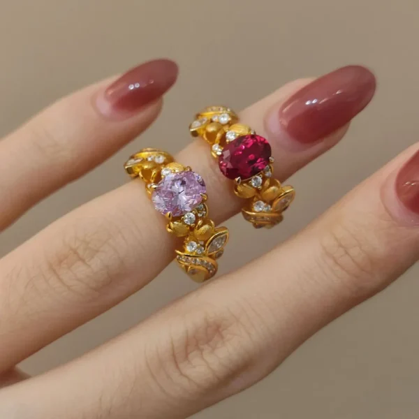 Floral Oval Cut Cubic Zirconia Ring