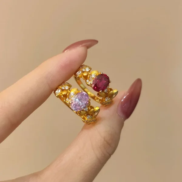Floral Oval Cut Cubic Zirconia Ring