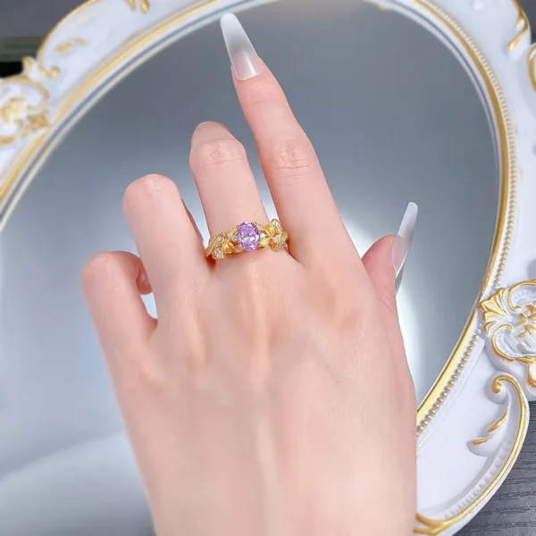 Floral Oval Cut Cubic Zirconia Ring