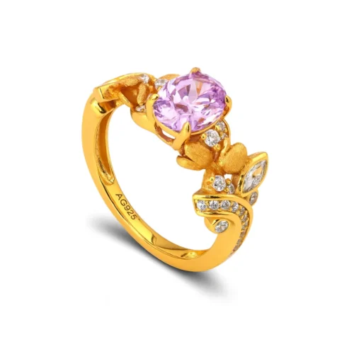Floral Oval Cut Cubic Zirconia Ring