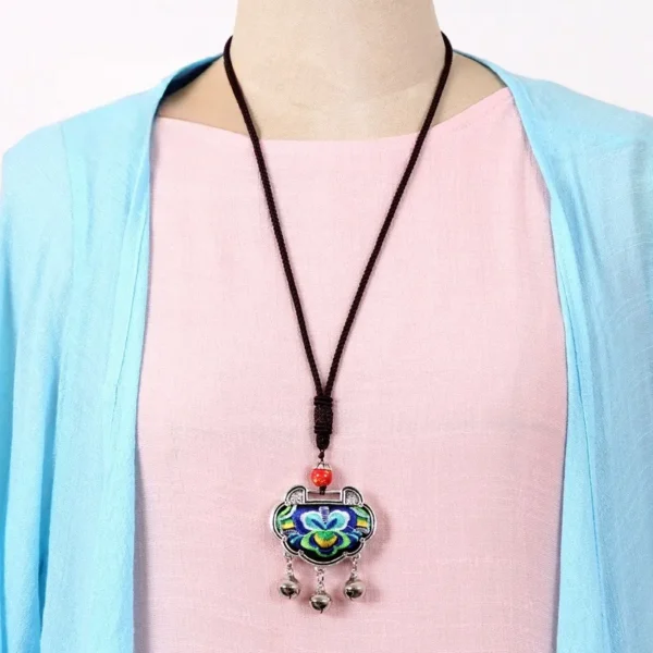 Handmade Chinese Embroidery Necklace with Bells
