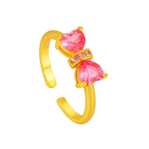 Gold Plated Bow Cubic Zirconia Ring (1)