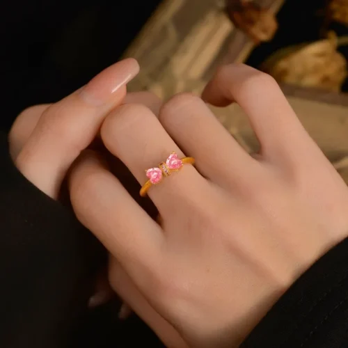 Gold Plated Bow Cubic Zirconia Ring