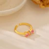 Gold Plated Bow Cubic Zirconia Ring (1)