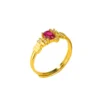 Gold Plated Red Cubic Zirconia Solitaire Ring (3)