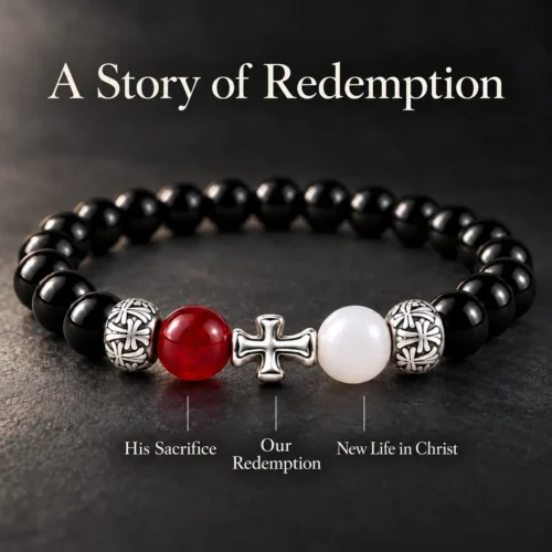 Horizontal silver cross between beads (1)